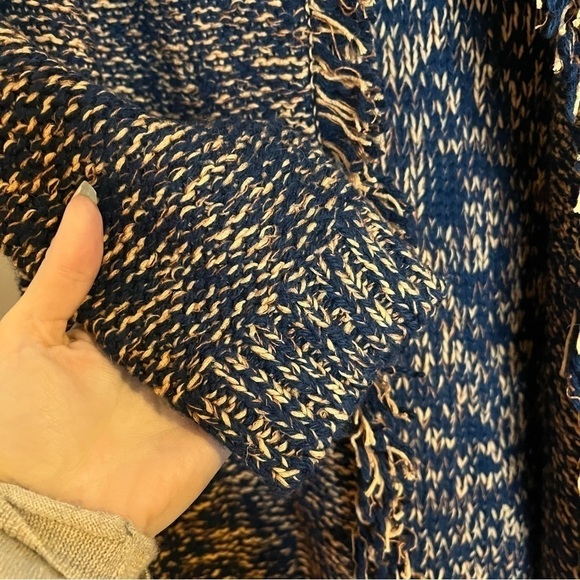 Anthropologie SPARROW Marled Peat Cardigan Open Front SIZE S Linen Blend Fringe - Picture 3 of 6